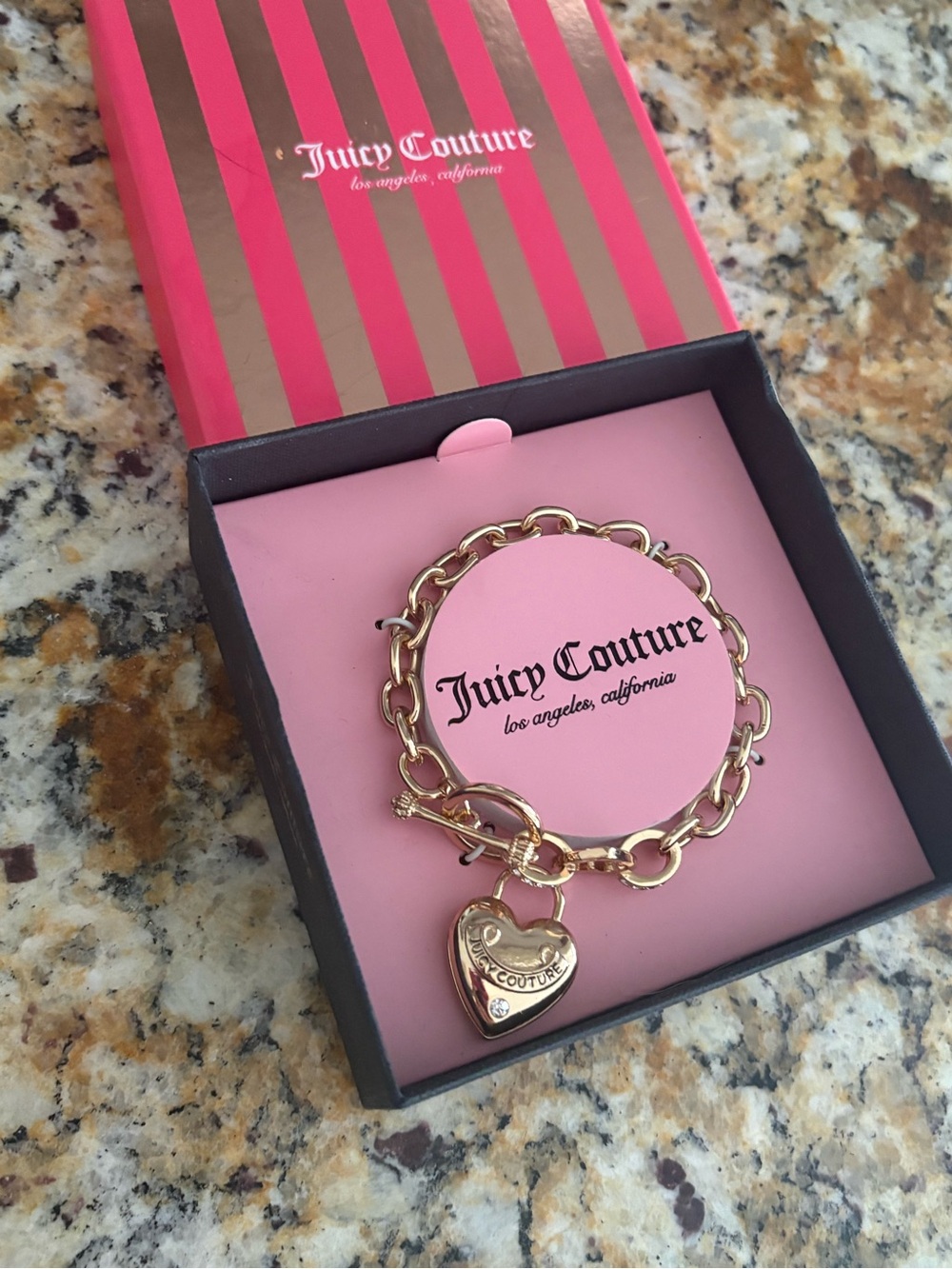 Juicy Couture Gold Heart Charm Chain Bracelet